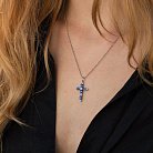 Золотой крестик с синими сапфирами и бриллиантами пб0327gm от ювелирного магазина Оникс - 1