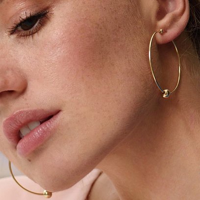 Сережки - кільця Гармонія в жовтому золоті с06691 №2