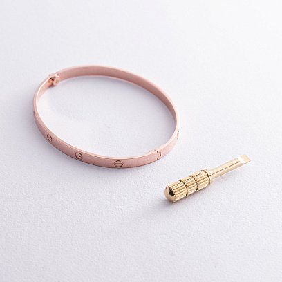 Жесткий браслет "Love" из красного золота б05177 №3
