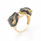 Золотое кольцо "Две пантеры" (фианиты) к05151 от ювелирного магазина Оникс