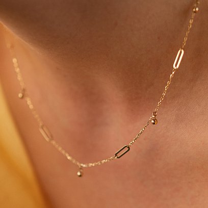 Кольє з кульками у жовтому золоті кол02384 №7