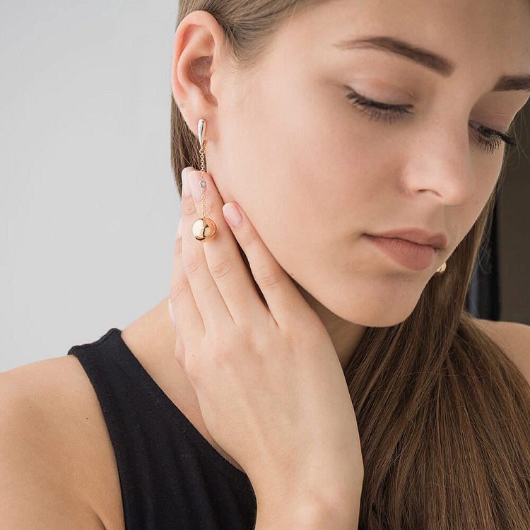 Сережки "Кульки" (фіаніт) с02413 від ювелірного магазину Онікс - 1