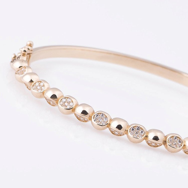 Золотий браслет з кульками (фіаніти) б02782 від ювелірного магазину Онікс - 1