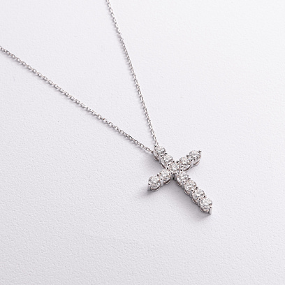 Золотое колье "Крестик" с бриллиантами 747091121 №2