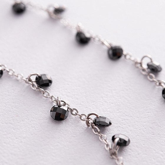 Серебряные серьги с черными фианитами 123285 №3