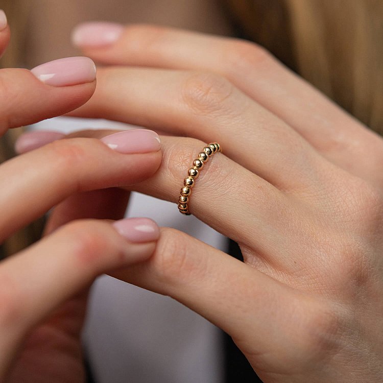 Каблучка "Кульки" у жовтому золоті к07229 від ювелірного магазину Онікс - 6