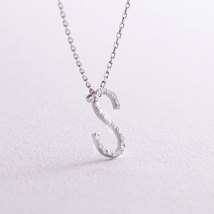 Золотое колье с буквой "S" с бриллиантами 133601121 от ювелирного магазина Оникс - 2