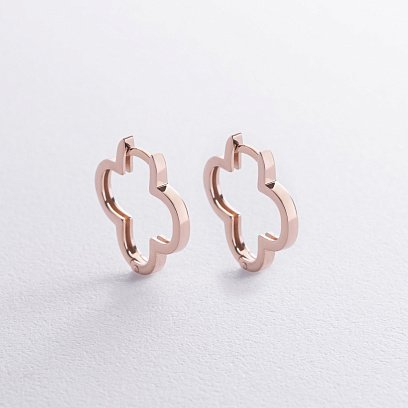 Серьги "Клевер" в красном золоте с06972 №4
