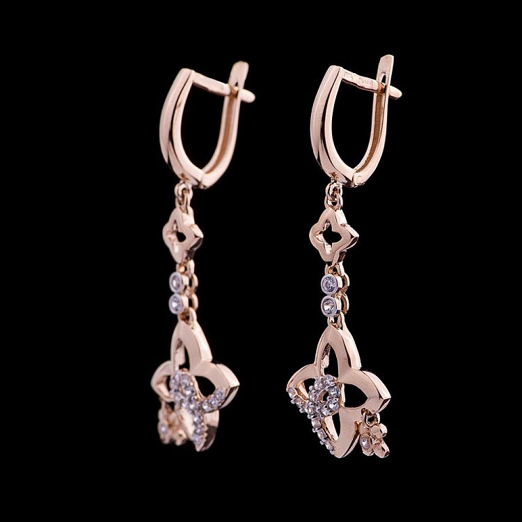 Золоті сережки (фіаніти) с04486 від ювелірного магазину Онікс - 1