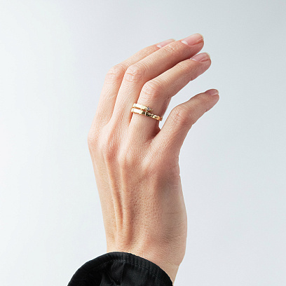 Кольцо "Змея" в желтом золоте (фианиты) к08307 №2