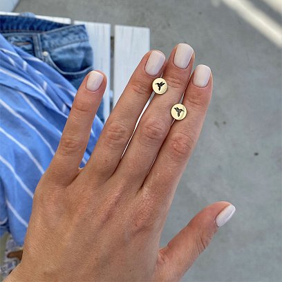 Серьги-пусеты "Колибри" в желтом золоте с06715 №3