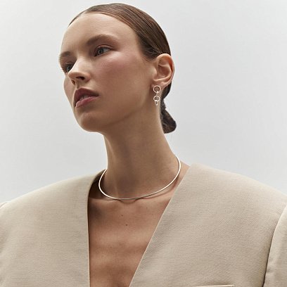 Серебряные серьги - пусеты "Решительность" 122592 №2