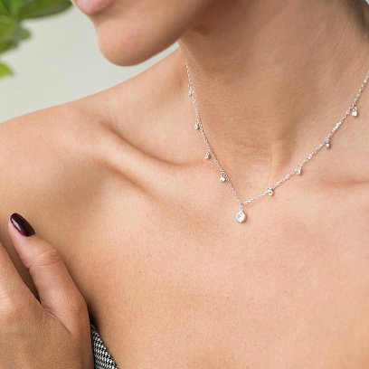 Серебряное колье с фианитами 18653 №9