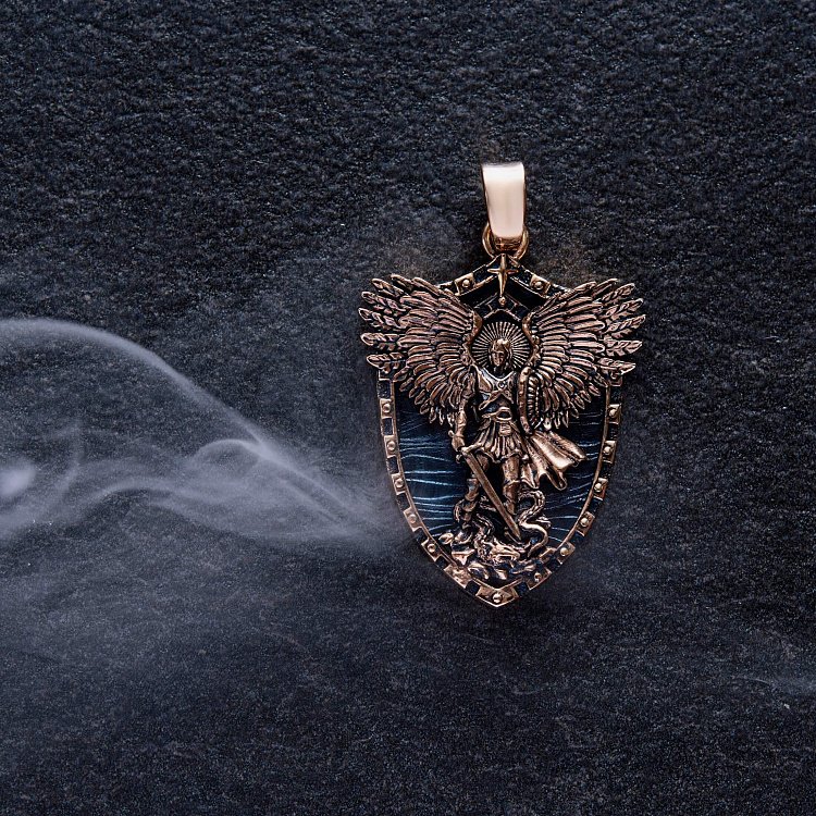 Золотий кулон "Архангел Михаїл. Молитва" (можливе індивідуальне гравіювання) п03807 від ювелірного магазину Онікс - 3