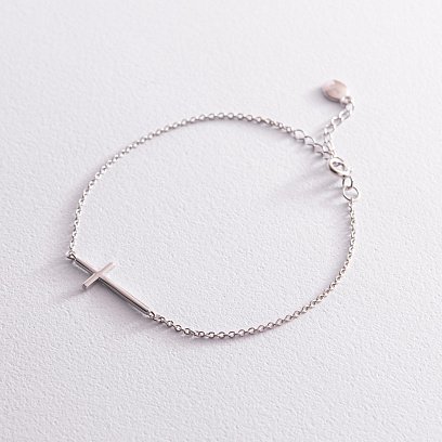 Браслет "Хрестик" у білому золоті з2081б