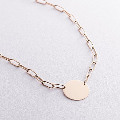 Кольє з монеткою для гравіювання (жовте золото) кол02394 №3