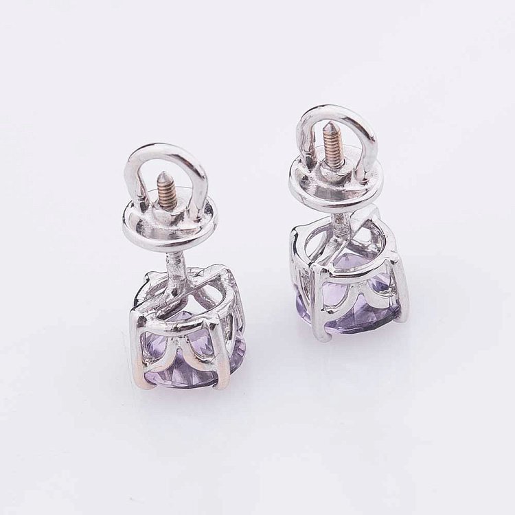 Золоті сережки-пусети з аметистом с5333 від ювелірного магазину Онікс - 1