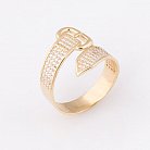 Золотое кольцо "Ремень" с фианитами к04811 от ювелирного магазина Оникс - 1