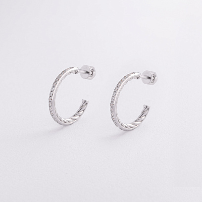 Золоті сережки - пусети "Kelly" з фіанітами с09528