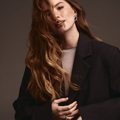 Серьги "Кольца" в белом золоте с08367 №13