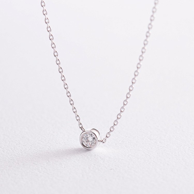 Кольє у білому золоті з діамантом 719071121 від ювелірного магазину Онікс