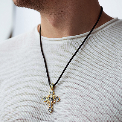 Серебряный крест с позолотой 131669 №3