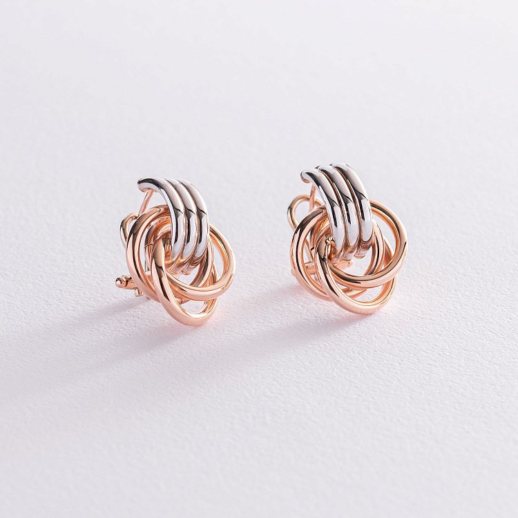 Золоті сережки з італійською застібкою с05663 від ювелірного магазину Онікс