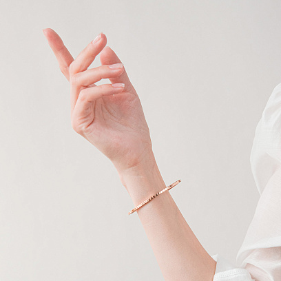 Жесткий золотой браслет "Кубики" б05613 №2