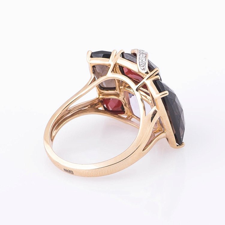 Золотое кольцо с натуральными камнями R23896 от ювелирного магазина Оникс - 2