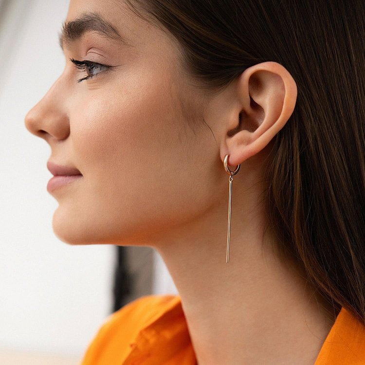 Сережки в червоному золоті на англійській застібці с07077 від ювелірного магазину Онікс - 2