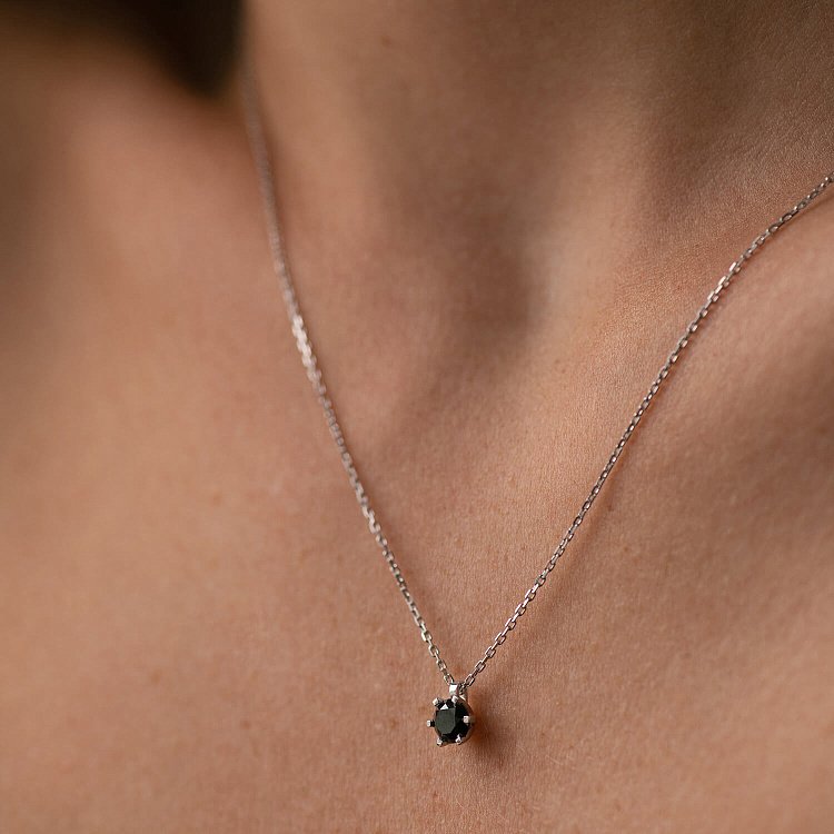 Колье в белом золоте с черным бриллиантом 736131122 от ювелирного магазина Оникс - 7