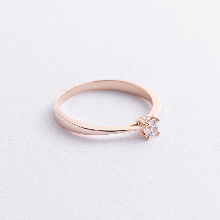 Заручальна золота каблучка з фіанітом к08231 від ювелірного магазину Онікс - 1