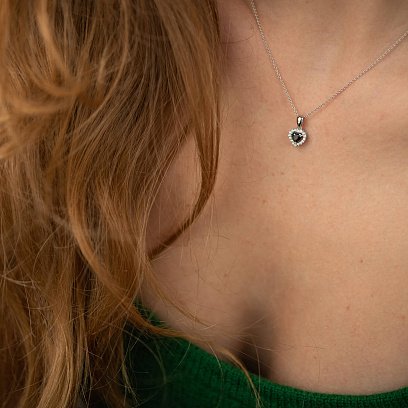 Золоте кольє "Сердечко" з діамантами колб0097di №5