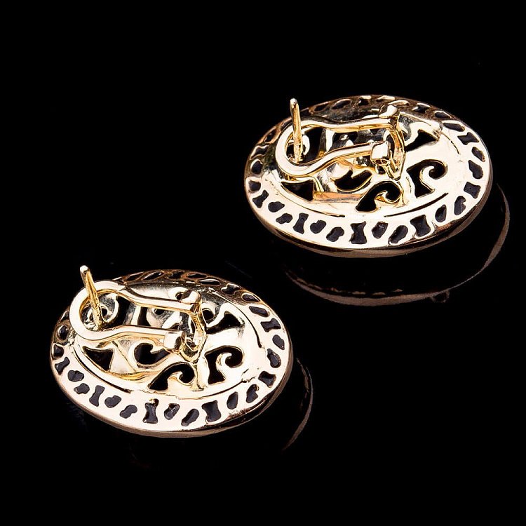 Ексклюзивні золоті сережки з емаллю с03632 від ювелірного магазину Онікс - 1