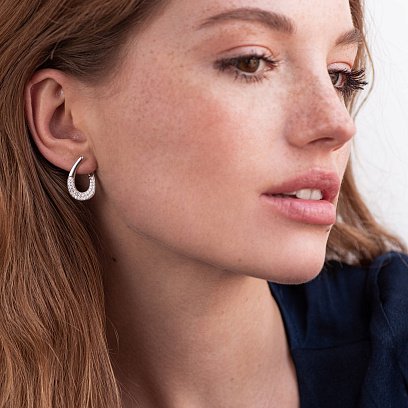 Срібні сережки "Крапельки" з фіанітами 123037