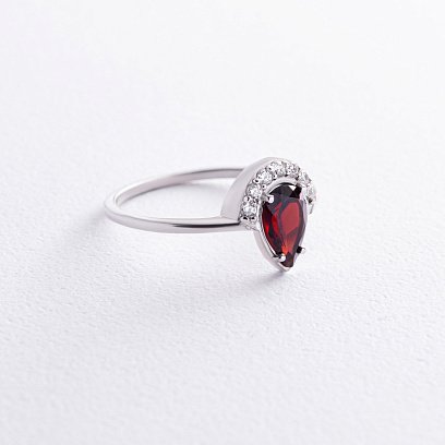 Подвійна срібна каблучка з піропом і фіанітами GS-01-004-4110 №7