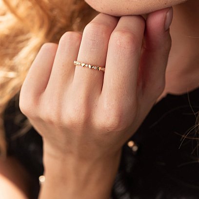 Каблучка "Сердечка" з фіанітами (жовте золото) к07113 №5