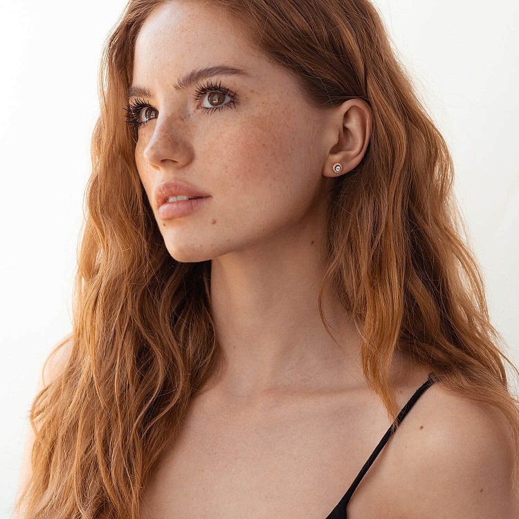 Золоті сережки - пусети 2 в 1 з діамантами 330752421 від ювелірного магазину Онікс - 6