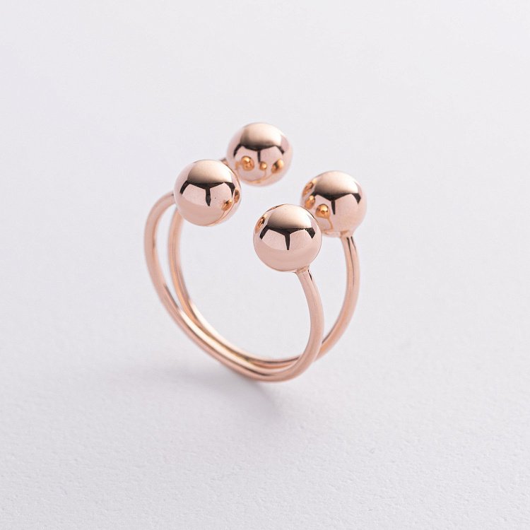 Каблучка "Кульки" у червоному золоті к08281 від ювелірного магазину Онікс