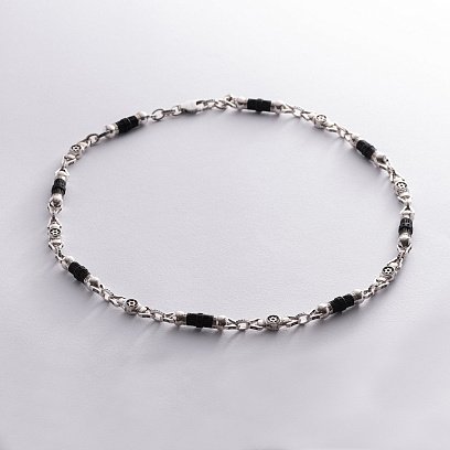 Мужская серебряная цепочка "Звезда Давида" с эбеновым деревом 811 №3