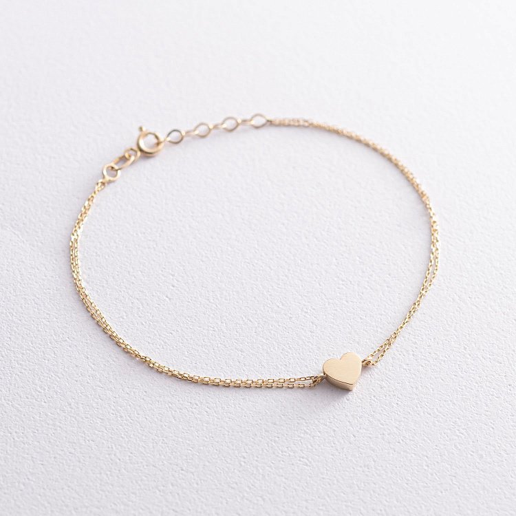 Браслет "Сердечко" в желтом золоте б04551 от ювелирного магазина Оникс