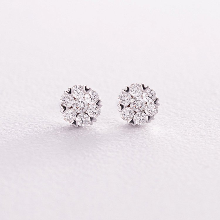 Золотые серьги - пусеты "Сердечки" с бриллиантами сб0224са от ювелирного магазина Оникс