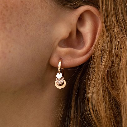 Золоті сережки з монетками (фіаніти) с07345 №4