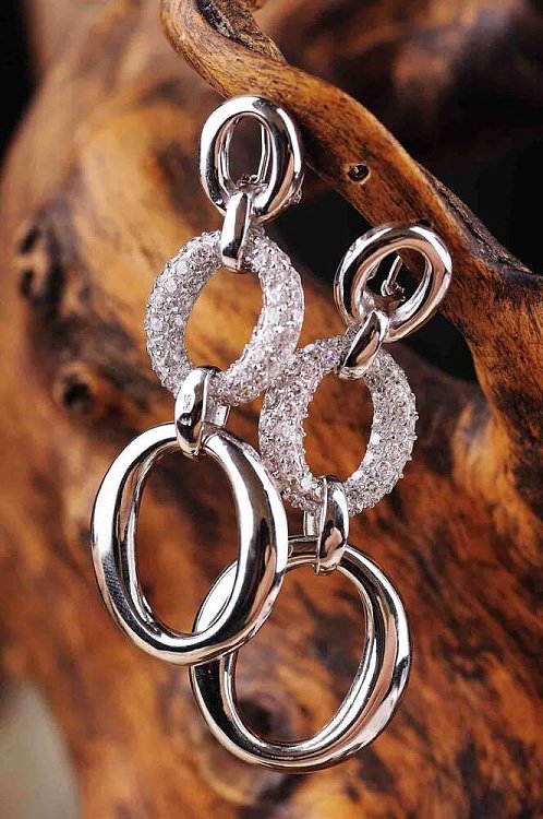 Сережки "Кільця" (фіаніт) 121156 від ювелірного магазину Онікс - 1