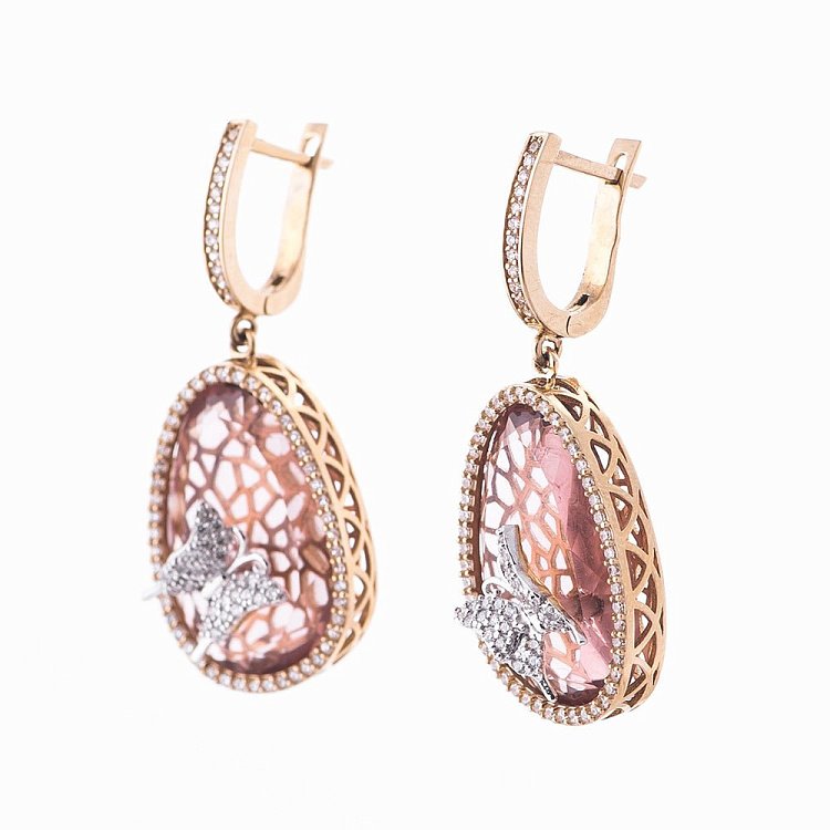 Золоті сережки з метеликами с03336 від ювелірного магазину Онікс - 1