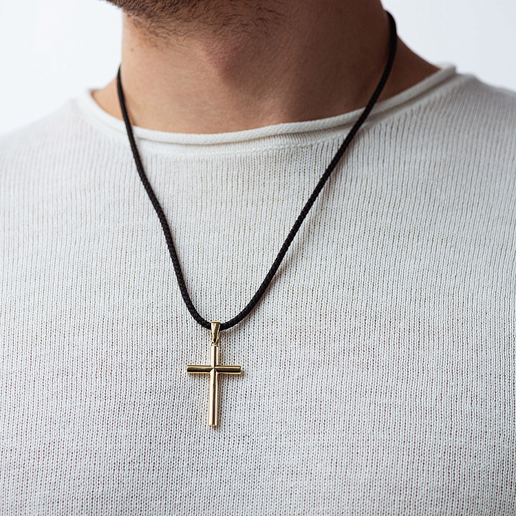 Чоловічий хрест у жовтому золоті п03923 від ювелірного магазину Онікс - 1