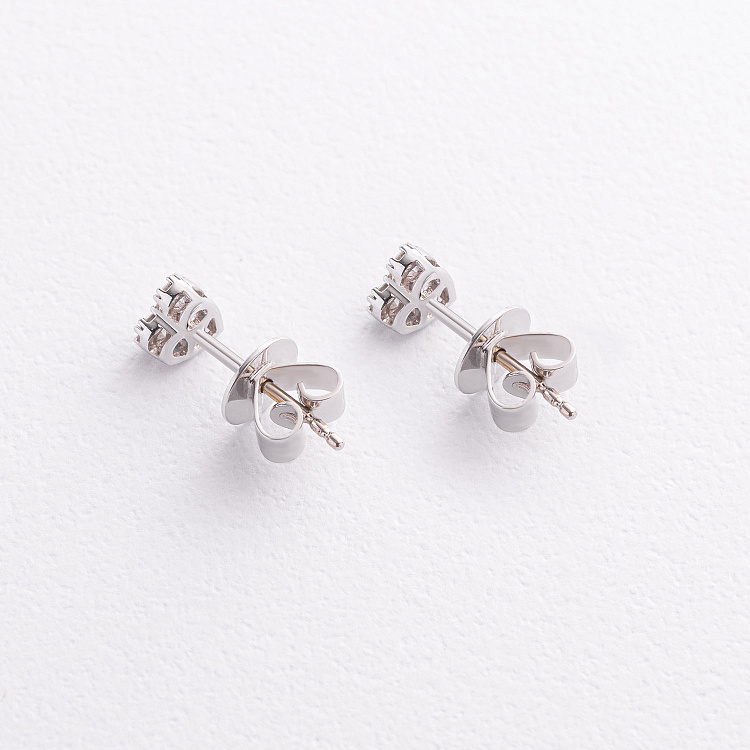 Золоті сережки - пусети "Сердечки" з діамантами сб0550mi від ювелірного магазину Онікс - 2