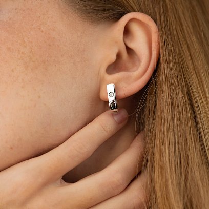 Золотые серьги "Ножки младенца" (фианиты) с08647 №5