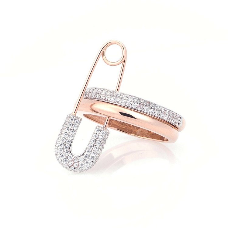 Золотое кольцо "Булавка" (фианиты) к05314 - 3 Золотое кольцо "Булавка" (фианиты) к05314 от ювелирного магазина Оникс - 3