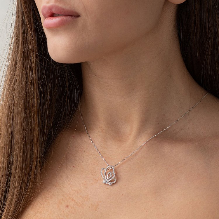 Золотая подвеска "Бабочка" (бриллианты) кит0438 от ювелирного магазина Оникс - 1